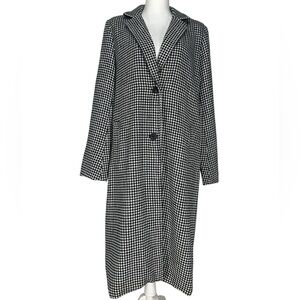 SHELBY COLLECTION / Black & White Houndstooth Long Coat / Medium / Goth Emo